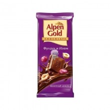 Шоколад Alpen Gold молочный фундук изюм 80/85г 