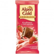 Шоколад Alpen Gold молочный Клубника с йогуртом 85-90г 