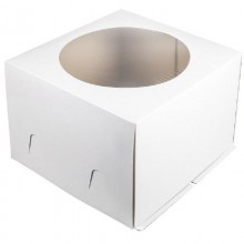 Коробка для торта с окошком 240х240х180мм хром-эрзац картон белый арт.1.2.1