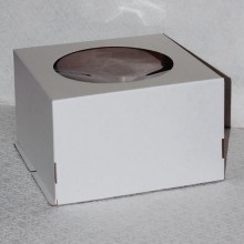 Коробка для торта с окошком 240х240х180мм гофрокартон белый арт.2.8.1