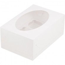 Коробка для капкейков с окном и ложементом-вкладышем на 6шт. 235х160х100мм картон мелованный белый арт.3.2.1