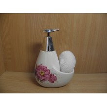 Дозатор для жидкого мыла с подставкой для мочалки керамика арт.Ф10-012J1 