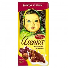 Шоколад Алёнка фундук и изюм 90г 