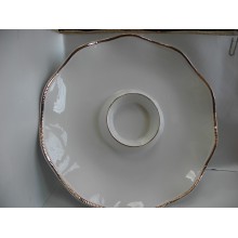Менажница 2-х секционная керамика Белая с золотом d275мм круглая арт.110299 