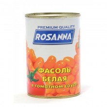 Фасоль белая Rozanna в томатном соусе 400г банка металл 