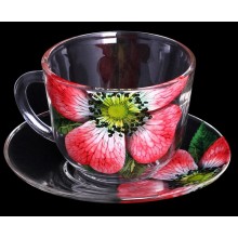 Сервиз чайный 4пр. стекло Дуэт Китайская роза в коробке арт.2222-Д 