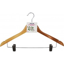 Плечики для верхней одежды с 2-мя прищепками дерево NataM 44,5х25см крючок вращающийся арт.МС031 