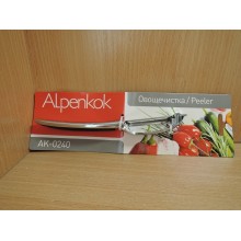 Овощечистка Alpenkok с узким ножом ручка металл на блистере арт.AK-0240 