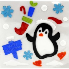 Наклейка новогодняя Весёлый пингвин 20х25см ТЭП в пакете арт.JELLY-21228