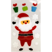 Наклейка новогодняя Дед Мороз с подарками 15х30см ТЭП в пакете арт.JELLY-21504
