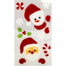 Наклейка новогодняя Дед Мороз и Снеговик 15х30см ТЭП в пакете арт.JELLY-20279