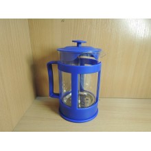 Чайник 0,8л синий стекло+пластик френч-пресс в коробке арт.71043 