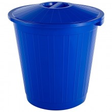 Бак с крышкой 50л круглый синий пластик арт.ЭП097600 