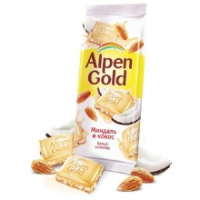 Шоколад Alpen Gold белый Миндаль и кокос 85г 