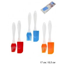 Набор инструментов кухонных 2пр. лопатка+кисть 17см силикон ручки пластик в пакете арт.RK-102-1 