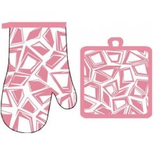 Набор рукавица+прихватка Геометрия розовый полиэстер в пакете арт.2PKS514 