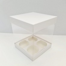 Коробка для трайфлов с прозрачной крышкой на 4шт. 160х160х180мм картон крафт арт.3.24.1
