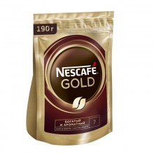 Кофе растворимый гранулированный Nescafe Gold 190г в пакете 