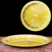 Поднос жесть круглый 320мм Лимон арт.RF-903 