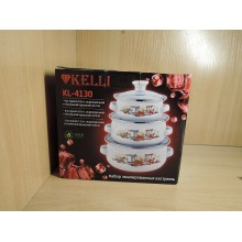 Кастрюли в наборе 3пр. эмаль Kelli Кухня 0,5;0,7;1,1л в коробке арт.KL-4130 