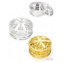 Шкатулка для украшений золото,серебро Ажурная 7,5х3см пластик без упаковки арт. 537-10 