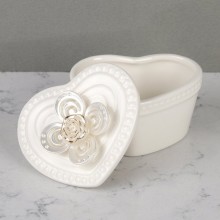 Шкатулка для украшений Белая Сердце 8,5х7х6см керамика без упаковки арт.TC1040 