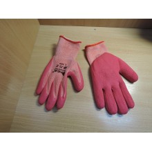 Перчатки хозяйственные нейлон с обливкой розовые женские арт.L 409 