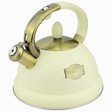 Чайник 3,0л Zeidan с декором под бронзу нержавейка с покрытием молочный цвет, со свистком в коробке арт.Z-4313 код84757 