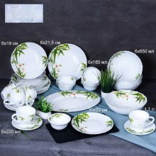 Сервиз чайно-столовый 38пр. стеклокерамика Бамбук с орхидеей в коробке арт.38/7585784120/GB220 (6773 