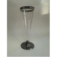 Фужеры для шампанского 6шт. Кристалл с металлической каёмкой 0,2л прозрачный пластик одноразовый арт.ПОС000216 